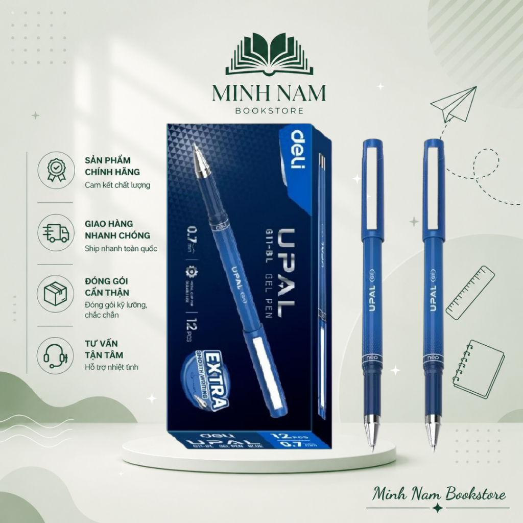 Bút kí Deli Upal G11 / Bút bi nước G11-BL ngòi 0.7mm - Mực xanh