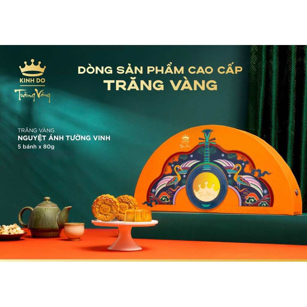 [CHÍNH HÃNG] Bánh Trung Thu Kinh Đô Cao Cấp - Hộp Trăng Vàng Nguyệt Ánh Tường Vinh (5 Bánh x 80g)