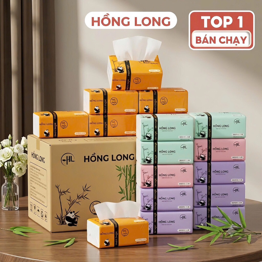 Thùng 30 gói giấy ăn rút Gấu Trúc cao cấp 3 lớp dày dặn, mềm mịn, thùng 30/46 gói