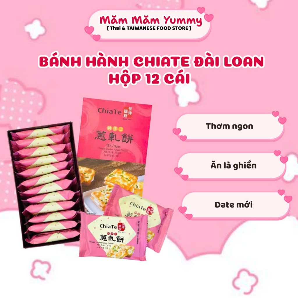 Bánh Hành ChiaTe Đài Loan Hộp 12 Cái Vỏ Xốp Nhân Kem Sữa Thơm Ngon Nhập Khẩu - MĂM MĂM YUMMY