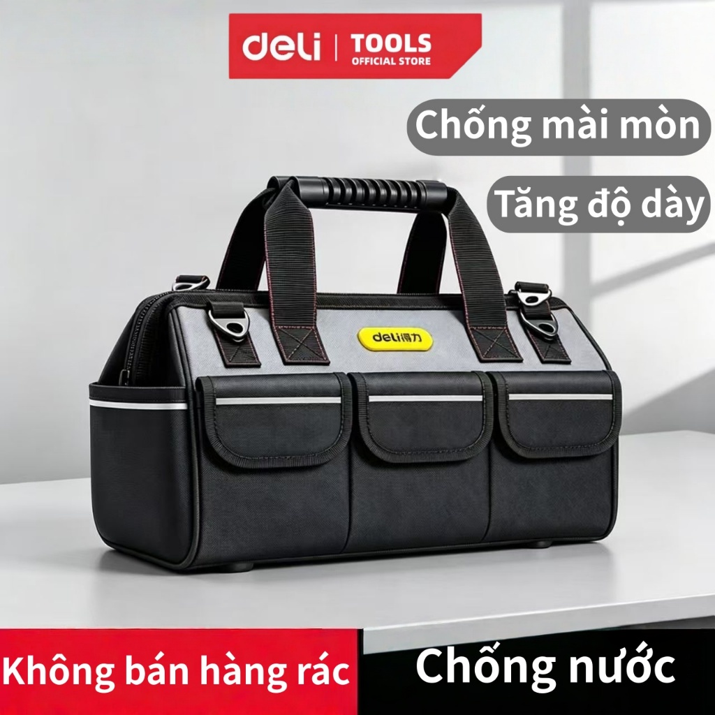Túi Đựng Đồ Nghề Deli , giỏ đồ nghề, balo đồ nghề Chất Liệu Vải Oxford Chống Thấm Nước Thiết Kế Nhiề