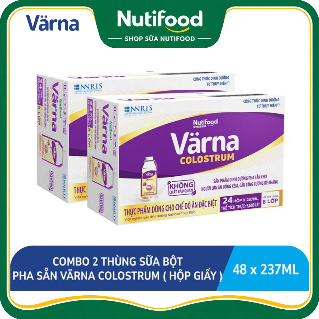 Combo 2 Thùng/ 48 Hộp Giấy x 237mL Sữa Bột Pha Sẵn Varna Colostrum/ Diabetes - NUTIFOOD SHOP