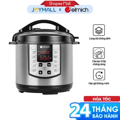 Nồi Áp Suất Điện Tử Đa Năng Elmich 6L PCE-1809OL, Hàng Chính Hãng, Điều Khiển Cơ, Chống Dính-JoyMall