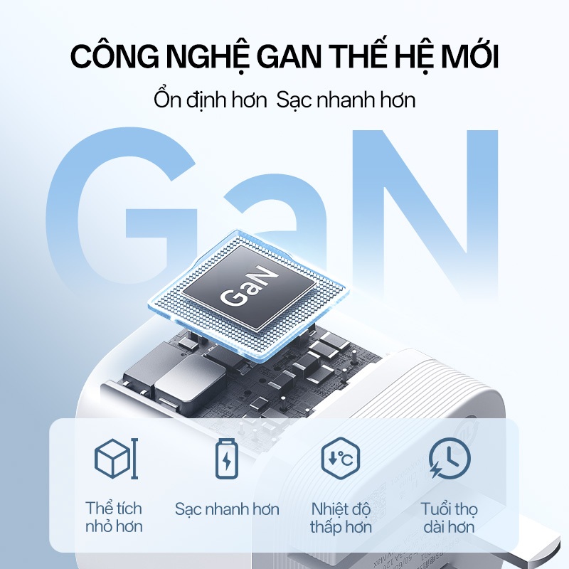 Củ Sạc Nhanh CUKTECH GaN 40W Siêu Nhỏ Gọn Chân Gập Không Nóng Máy Cho iP 17/16/15/iPad Air/Xiaomi 17/Samsung S26 | BigBuy360 - bigbuy360.vn