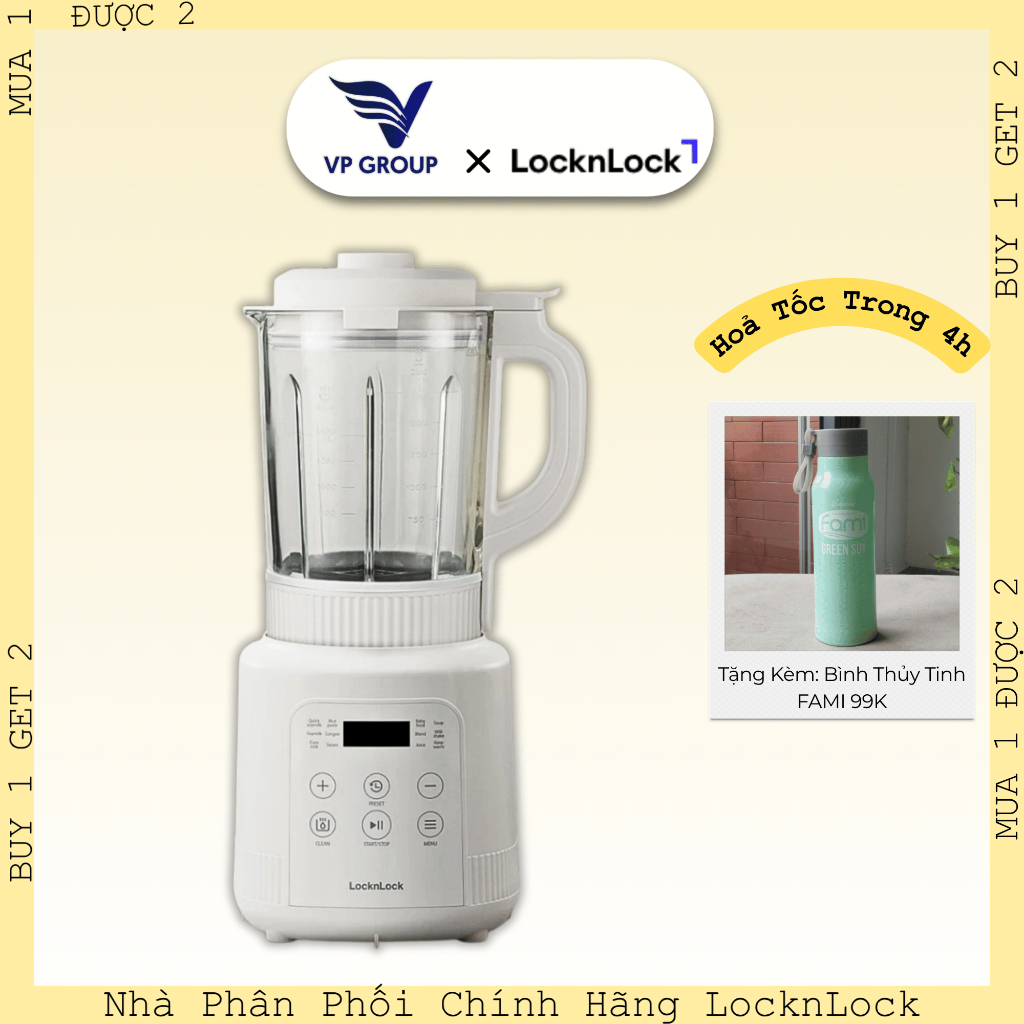 [LocknLock] Máy làm sữa hạt đa năng LocknLock Bianco heating blender 1.75L Màu ngà - EJM486IVY (VPG)