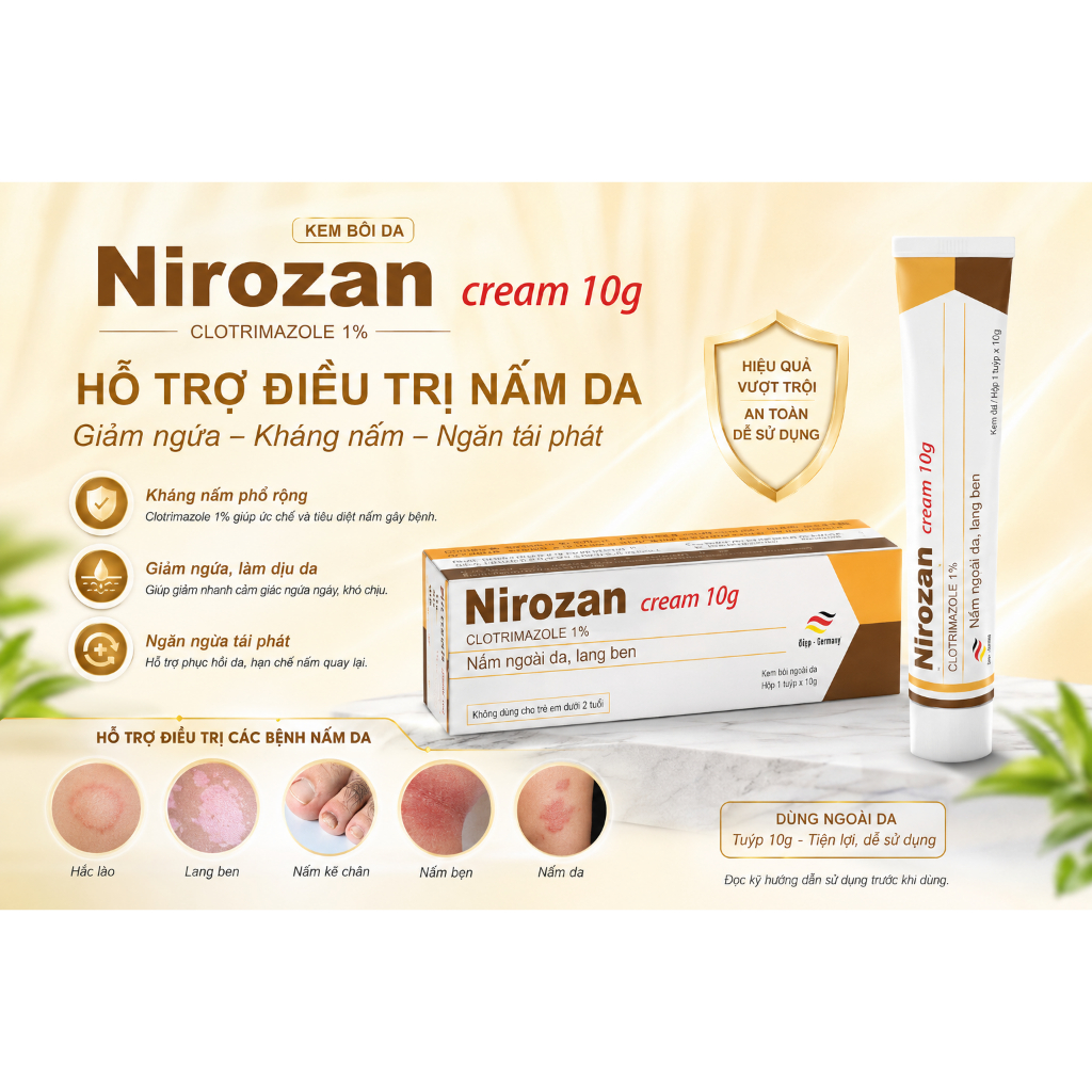 Kem bôi nấm ngoài da Nirozan 10g
