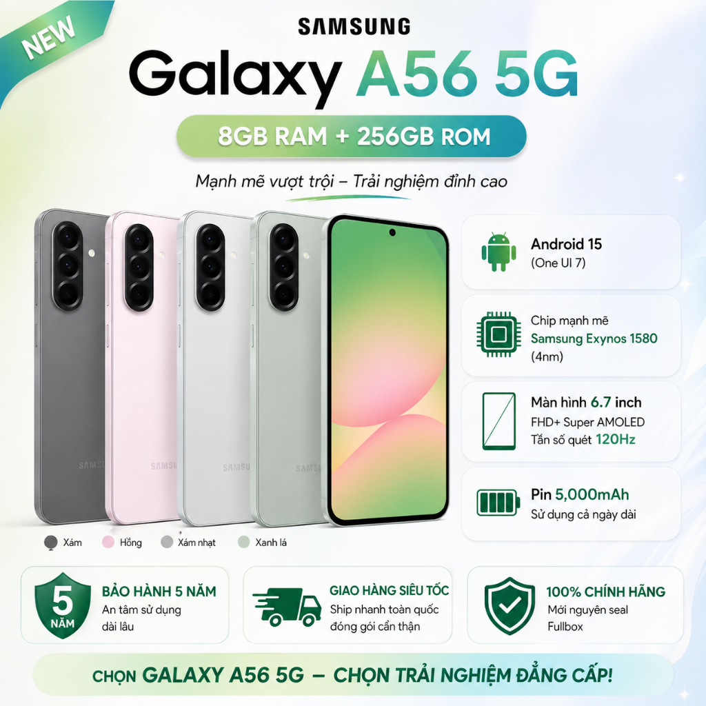 Điện Thoại Samsung Galaxy A56 5G 8GB/256GB Chính Hãng