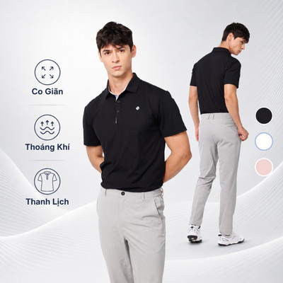 Áo Polo Nam Phối Cổ Livan LV26S04M240 Mềm Mại, Co Giãn, Đứng Form Đa Ứng Dụng