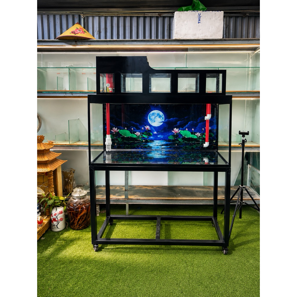 Trọn bộ bể cá 70x40x40, tràn trên dấu bơm