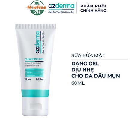 Sữa Rửa Mặt Azderma Dạng Gel Dịu Nhẹ Cho Da Dầu Mụn 60ml Cleansing Gel