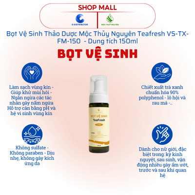 [HỎA TỐC] Bọt vệ sinh phụ nữ Mộc Thủy Nguyên Teafresh - Dung tích 150ml - Hàng chính hãng