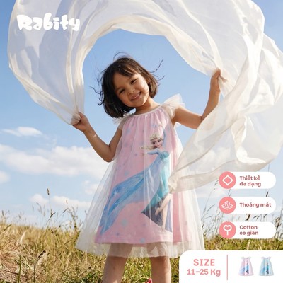  Đầm thun ngắn tay Elsa bé gái Disney Rabity 550.135
