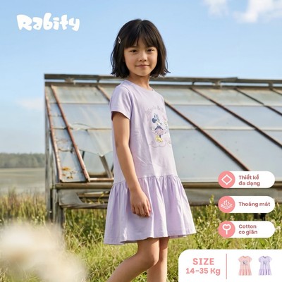  Đầm thun ngắn tay chuột Minnie bé gái Disney Rabity 550.128