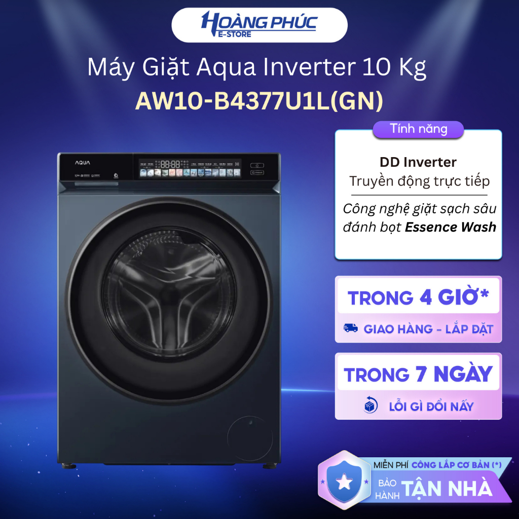 Máy Giặt Aqua Inverter 10 Kg AW10-B4377U1L(GN) || 12 Kg  AW12-B4377U1L(GN)
