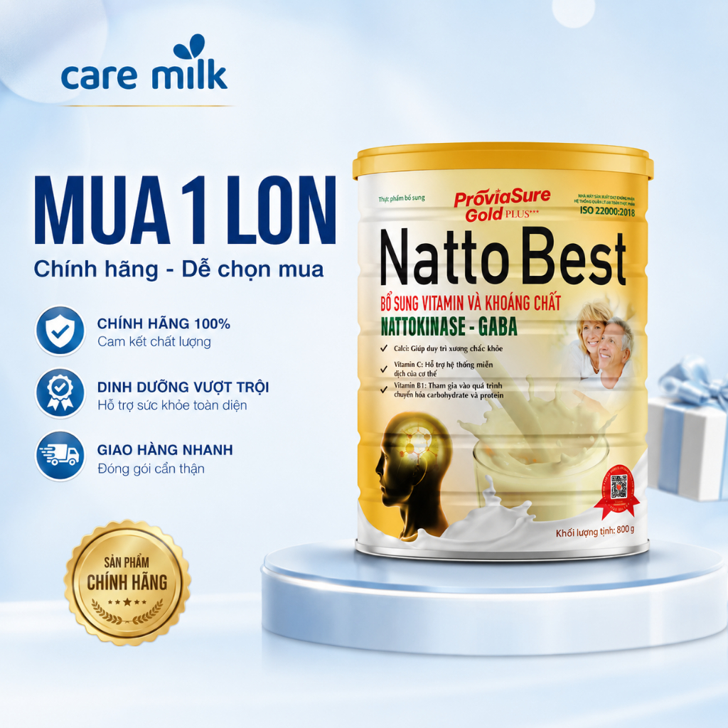 Sữa Bột Natto Best ProviaSure Gold Plus - Cung Cấp Dinh Dưỡng , Hỗ Trợ Sức Khỏe Hàng Ngày Lon 800g