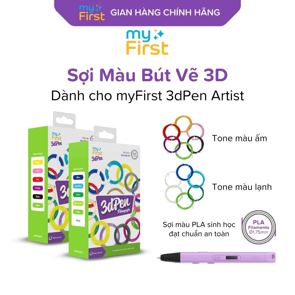 Sợi màu PLA cho bút 3D Pen Artist - Gói 5 màu 5m