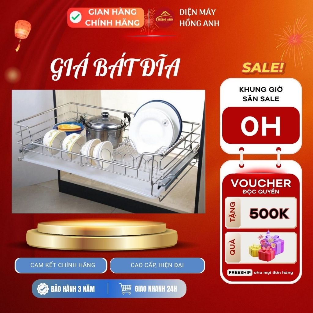 Giá bát đĩa inox nan Eurogold EG6260 600mm ray giảm chấn âm tủ dưới gắn cánh, hiện đại, sang trọng