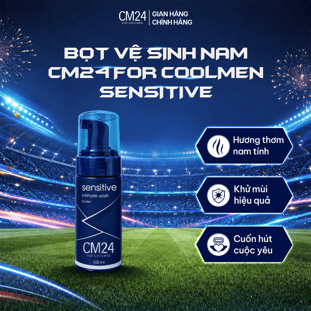 Bọt Vệ Sinh Nam Giới CM24 FOR COOLMEN Sạch Sâu, Ngăn Ngứa, Thơm Tho Sensitive Intimate 100ml