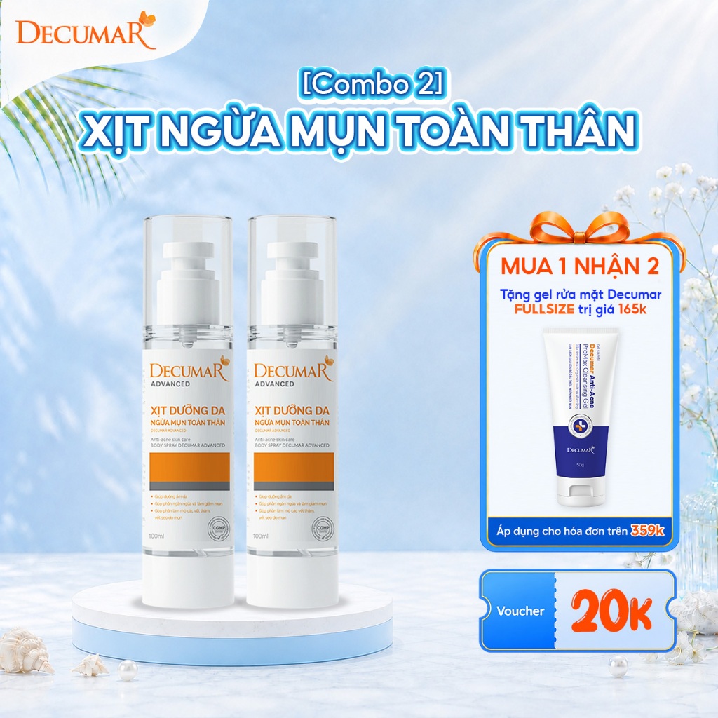 [VHL x Decumar] Combo 2 Xịt dưỡng da ngừa mụn toàn thân Decumar Advanced 100ml - 2 XDA02