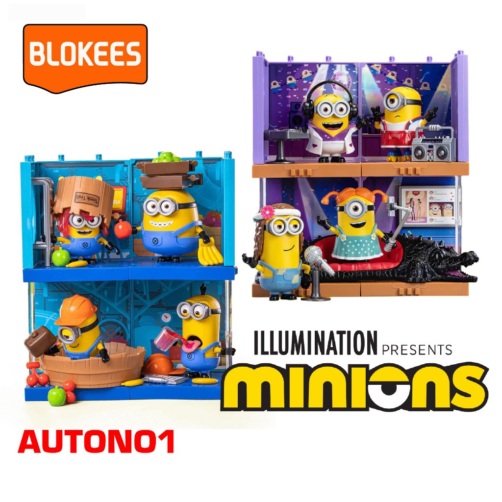 Mô hình lắp ráp Minions Jelly factory serries CELEBRATION PARTY pre cool Blokees 7483