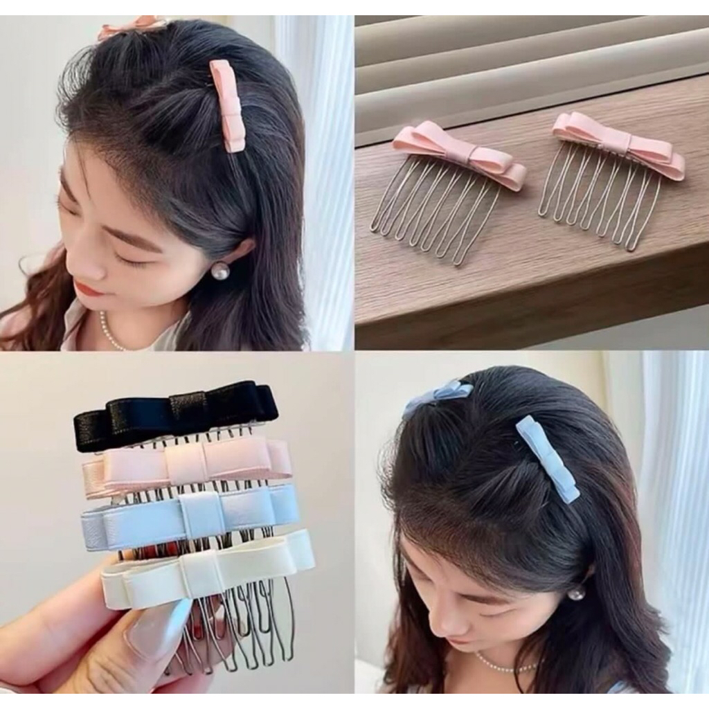 Set 2 Xược tóc lược cài tóc tạo kiểu đính nơ nhiều màu ngọt ngào cho Nữ