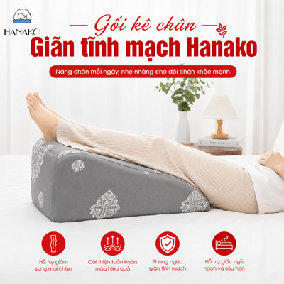 Gối Kê Chân Giãn Tĩnh Mạch Hanako - Hỗ Trợ Tuần Hoàn Máu, Giảm Tê Bì, Nặng Chân, Ngủ Ngon Hơn