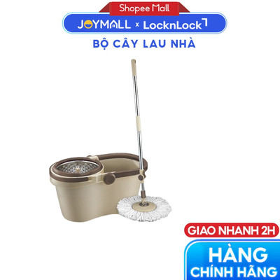 Bộ Cây Lau Nhà Xoay Tay Compact Spin Mop LocknLock ETM466, Hàng Chính Hãng, Gồm 2 Bông Lau - JoyMall