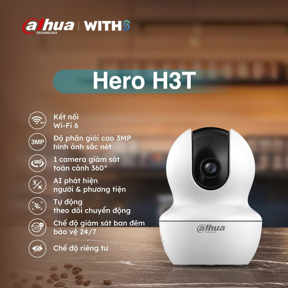 [New] Camera Wifi Dahua Hero H3T 3MP/5MP,Xoay 360 trong nhà, Đàm thoại 2 chiều ,Theo dõi chuyển động
