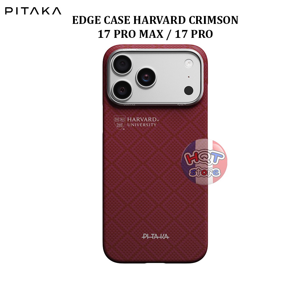Ốp PITAKA Edge Case Harvard Crimson PitaTap IP 17 Pro Max / 17 Pro | Sợi Carbon Aramid