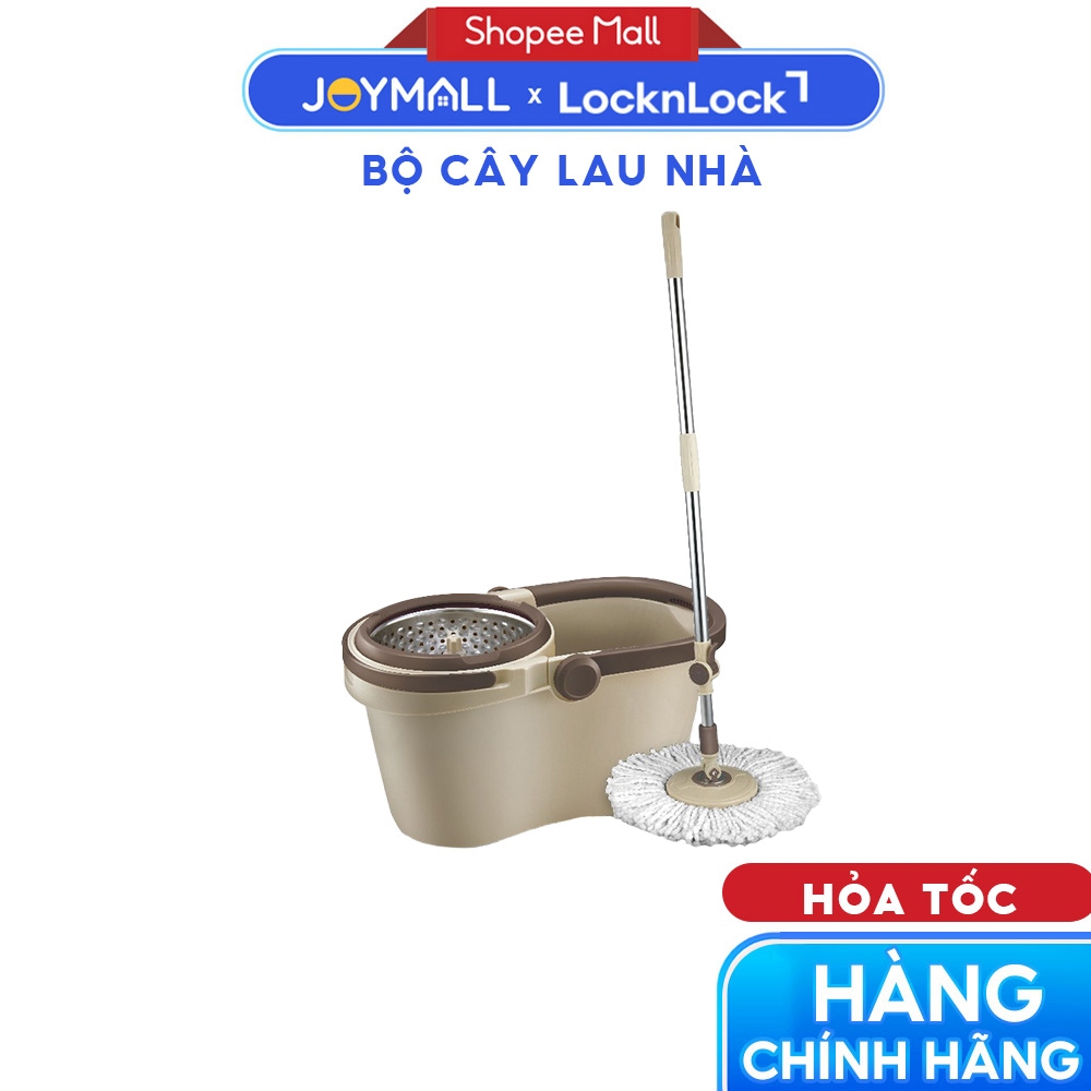 Bộ Cây Lau Nhà Xoay Tay Compact Spin Mop LocknLock ETM466 2 Bông Lau, Hàng Chính Hãng - JoyMall