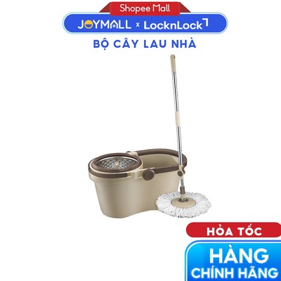 Bộ Cây Lau Nhà Xoay Tay Compact Spin Mop LocknLock ETM466 2 Bông Lau, Hàng Chính Hãng - JoyMall