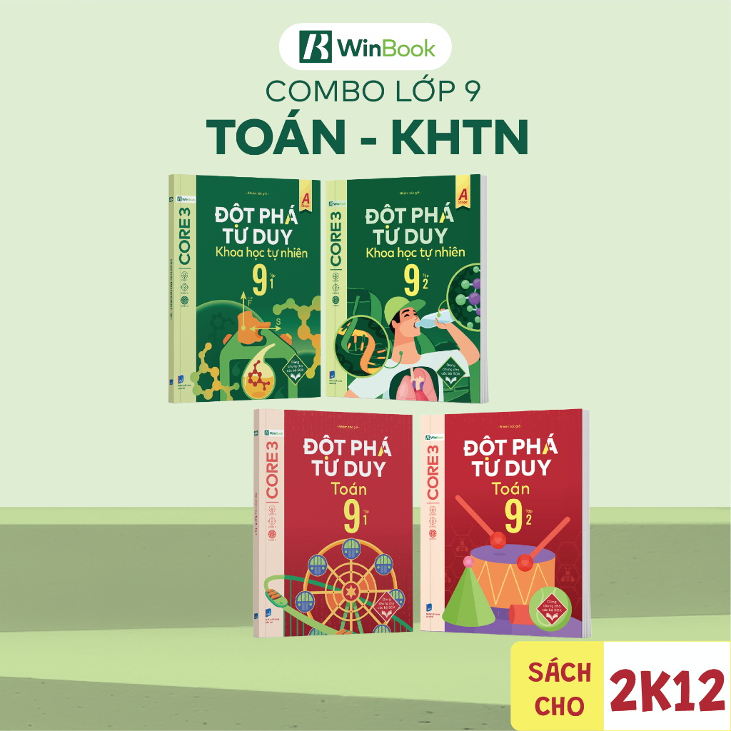 Bộ 4 cuốn sách Đột phá tư duy lớp 9 môn Toán và KHTN - Giúp học sinh tự học | WinBook
