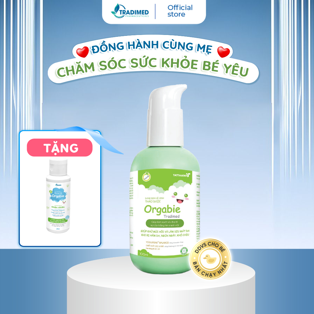 Dung Dịch Vệ Sinh Cho Bé Gái & Bé Trai Orgabie - Giúp Khử Mùi Hôi, Ngăn Ngừa Viêm, Ngứa