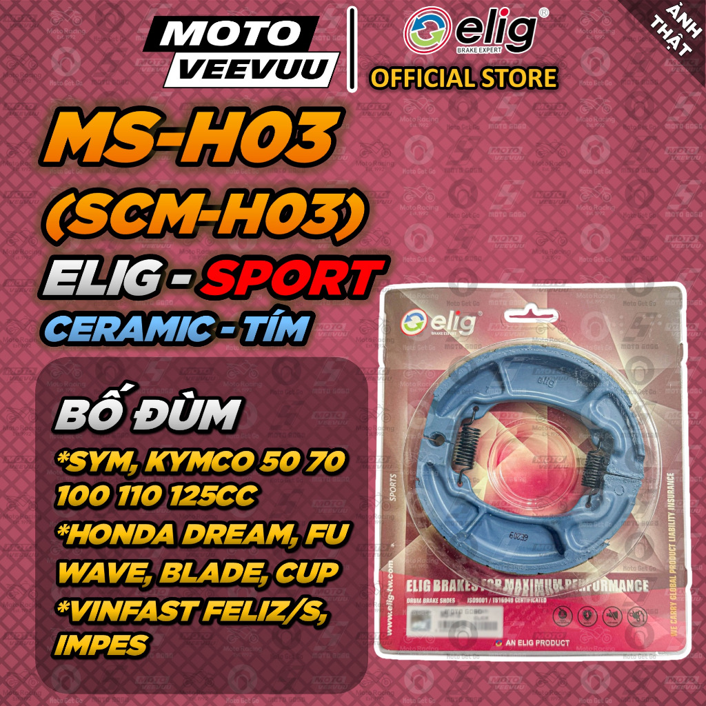 [MTVV] Bố thắng má phanh đùm ELIG SPORTS CERAMIC MS-H03 SCM-H03 Dùng cho Các xe Blade Dr Fu Wa Vin F