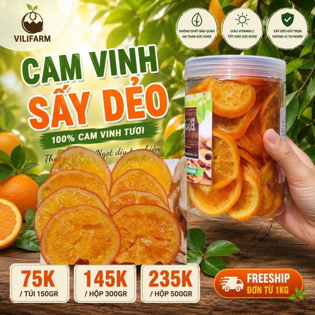 🍊🍊CAM VINH SẤY DẺO VILIFARM ít đường chua ngọt
