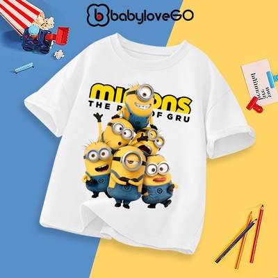 Áo Minions cho bé trai bé gái BabyloveGO áo thun cộc tay cổ tròn chất cotton cho bé 1-10 tuổi
