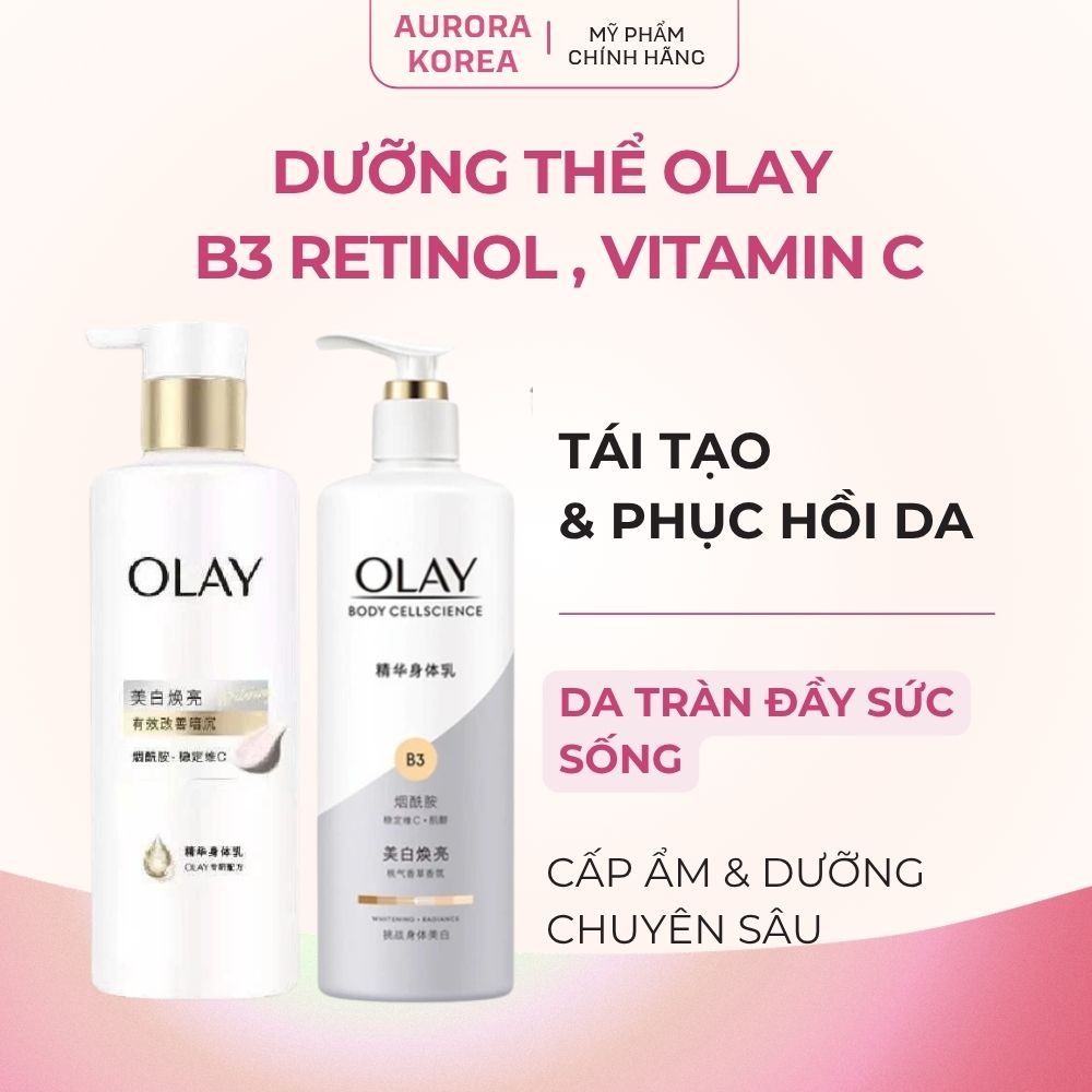 Sữa Dưỡng Thể OLAY Body B3 Retinol, Vitamin C Optic Glow Radiance - Aurora Korea