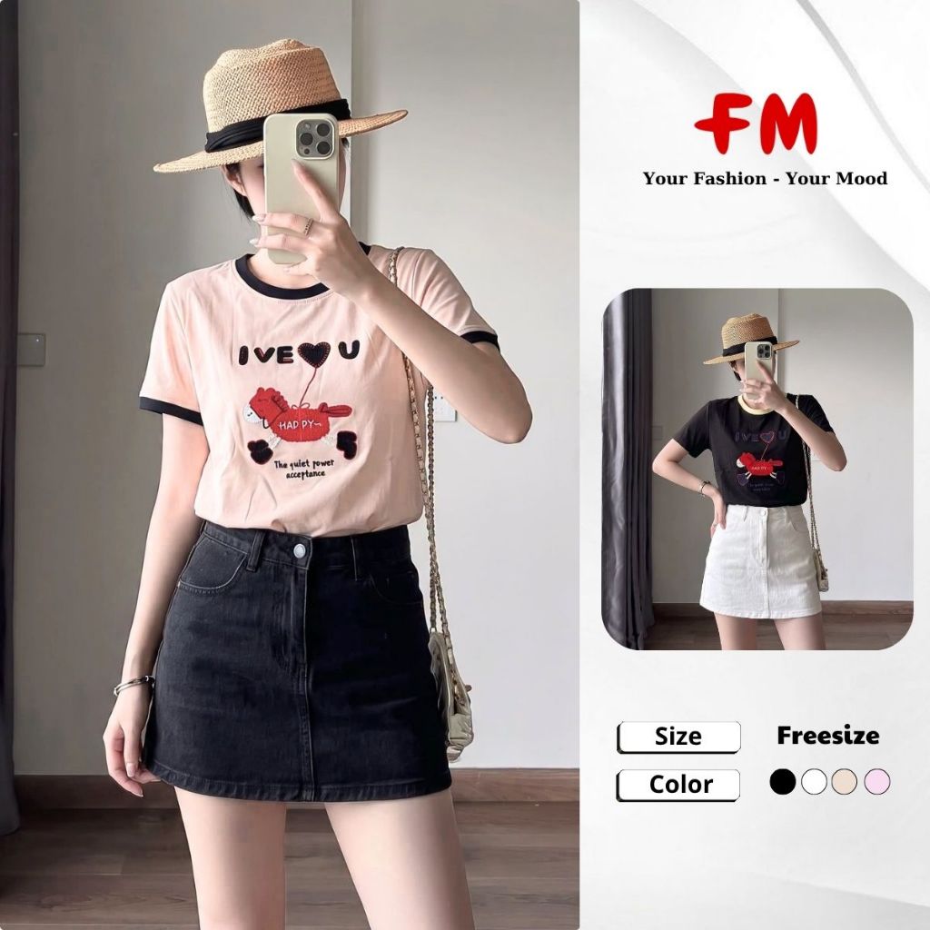 Áo Thun Babytee Nữ FMSTYLE Họa Tiết Chú Ngựa Thêu Tay Ngắn Form Rộng Basic 26070165