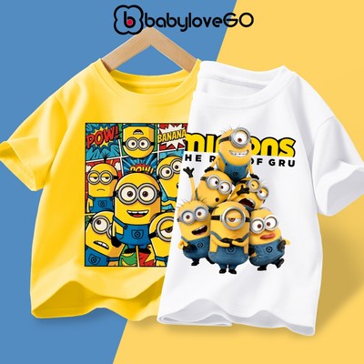 Áo thun Minions cho bé trai bé gái BabyloveGO áo phông cộc tay cổ tròn chất cotton cho bé 1-10 tuổi