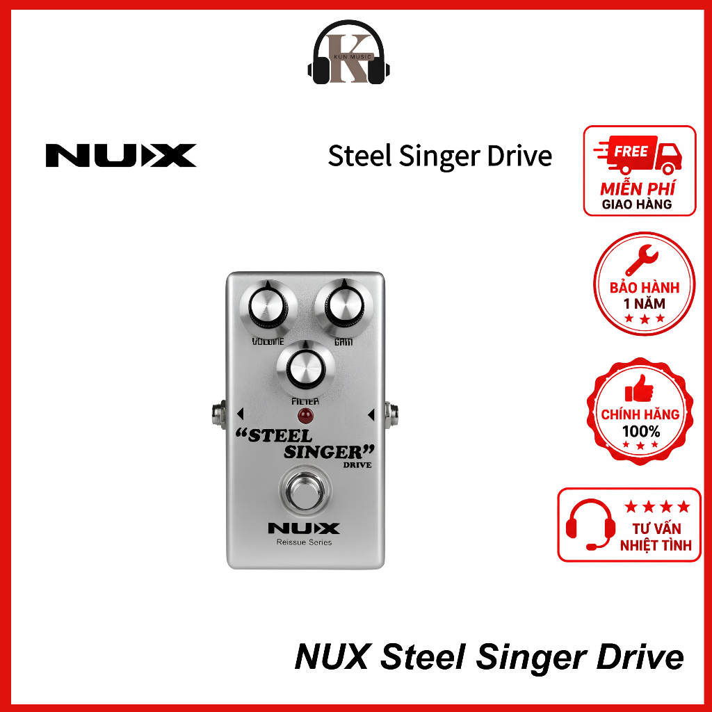 Pedal Overdrive NUX Steel Singer Drive - Âm Sắc California, Analog Tube Warmth