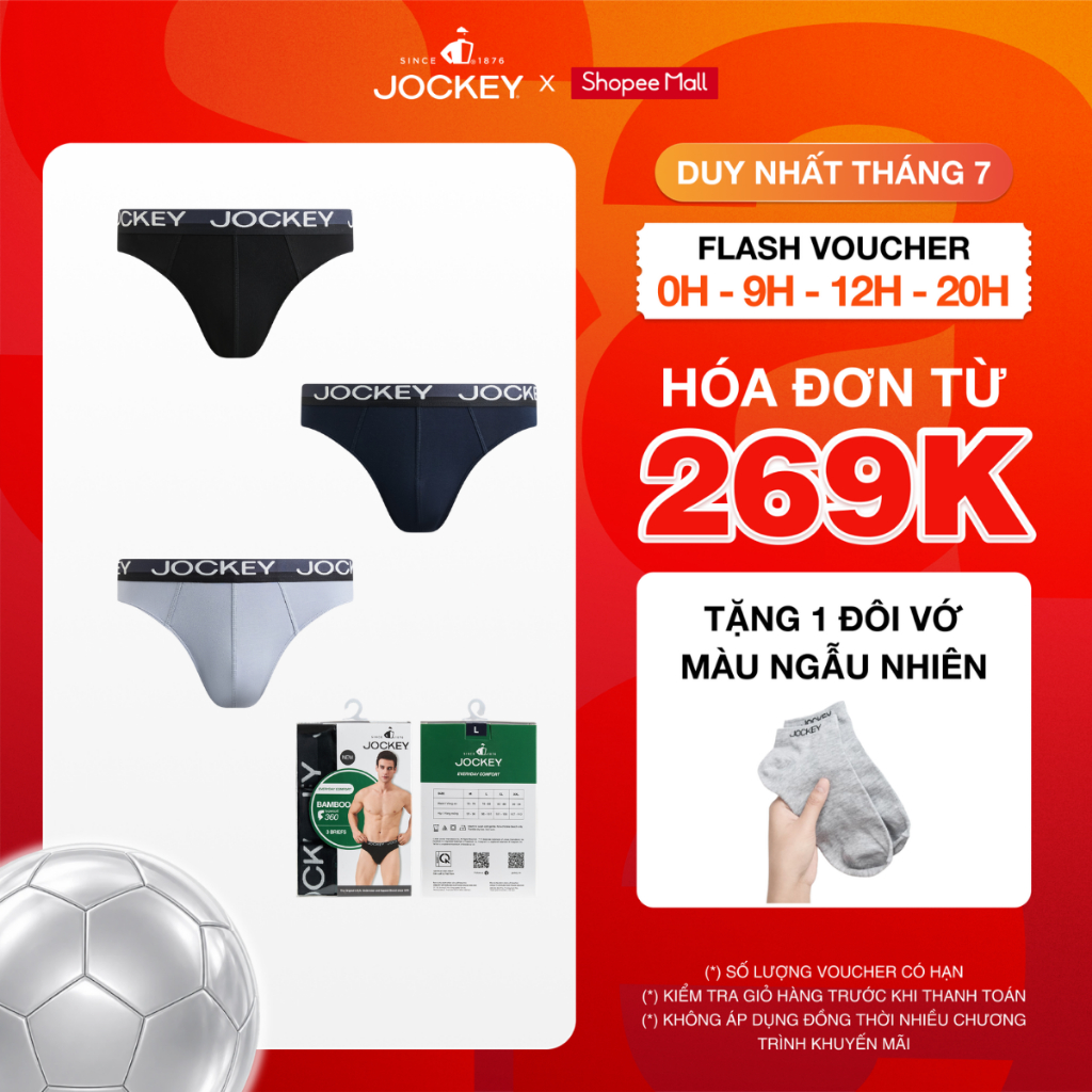 Combo 3 Quần Lót Bamboo Nam Jockey Dáng Brief - J4117