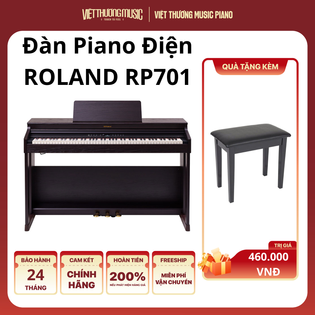 Đàn Piano Điện Chính Hãng Roland RP701,Bluetooth, Nhiều Tính Năng, Kèm Chân Ghế - Việt Thương Music