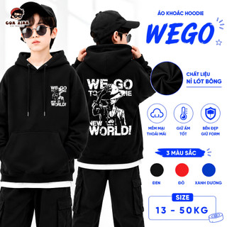 Áo khoác Hoodie Bé Trai Form Rộng Nỉ Lót Bông NGƯỜI ĐỘI NÓN WEGO trẻ em từ 4 đến 10 tuổi - CON XINH