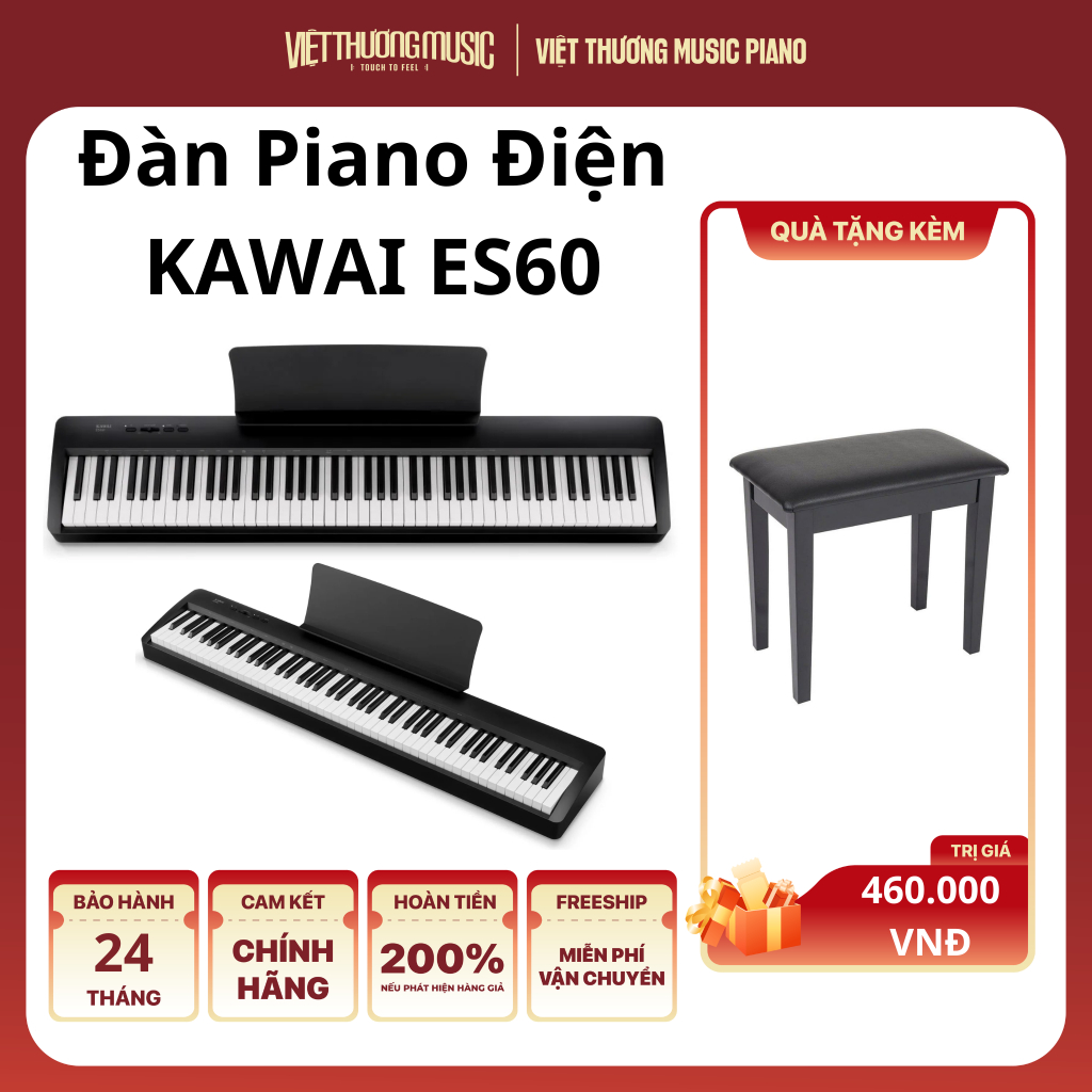 Đàn Piano Điện Kawai ES60 Không Kèm Chân, Gọn Nhẹ, Tặng Kèm Ghế, Chính Hãng, Thiết Kế Hiện Đại - Việ