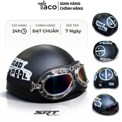 Nón Bảo Hiểm 1/2 Tem Deadpool – Mũ Bảo Hiểm Nửa Đầu HOT TREND Hàng Chính Hãng SRT, Đủ Tem CR Kiểm Định Tem Công Ty