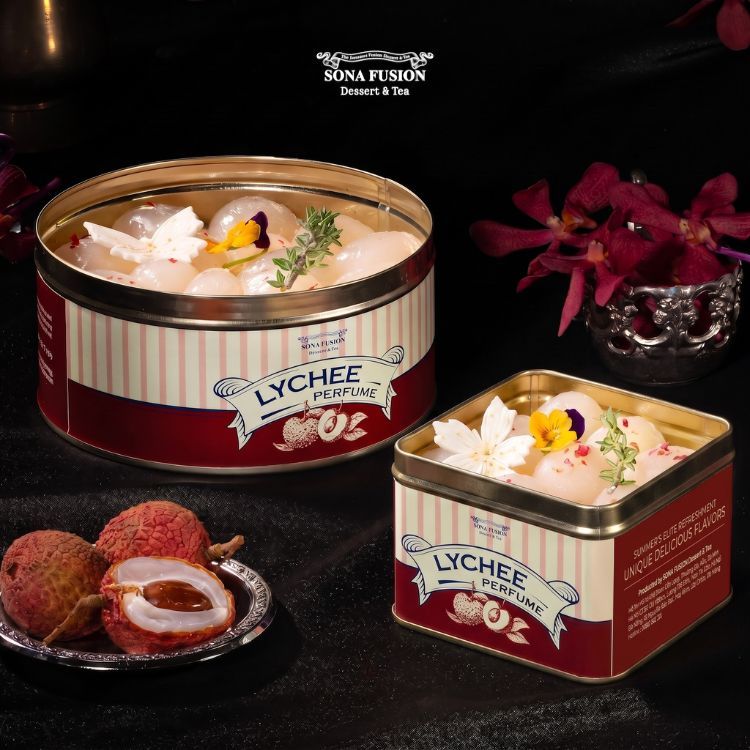 [SONA] Bánh Hộp Thiếc Lychee Perfume - Mousse Vải Tiêu Hồng & Cheesecake 5 Tầng Vị