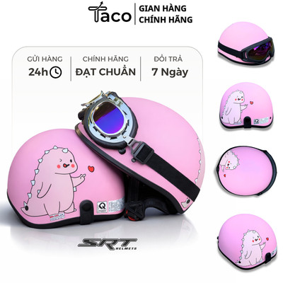 Mũ Bảo Hiểm Nửa Đầu 1/2 Tem Khủng Long Kính Phi Công Siêu HOT - Hàng Cao Cấp-Nón Bảo Hiểm 1/2 Có Kính Tuỳ Chọn
