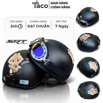Nón Bảo Hiểm 1/2 Tem Lalabu – Mũ Bảo Hiểm Nửa Đầu HOT TREND Hàng Chính Hãng SRT, Đủ Tem CR Kiểm Định Tem Công Ty