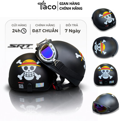 Mũ Bảo Hiểm Nửa Đầu HOT TREND Tem One Piece– Nón Bảo Hiểm 1/2 Hàng Chính Hãng SRT, Đủ Tem CR Kiểm Định Tem Công Ty