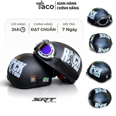 Nón Bảo Hiểm 1/2 Tem Rock – Mũ Bảo Hiểm Nửa Đầu HOT TREND Hàng Chính Hãng SRT, Đủ Tem CR Kiểm Định Tem Công Ty